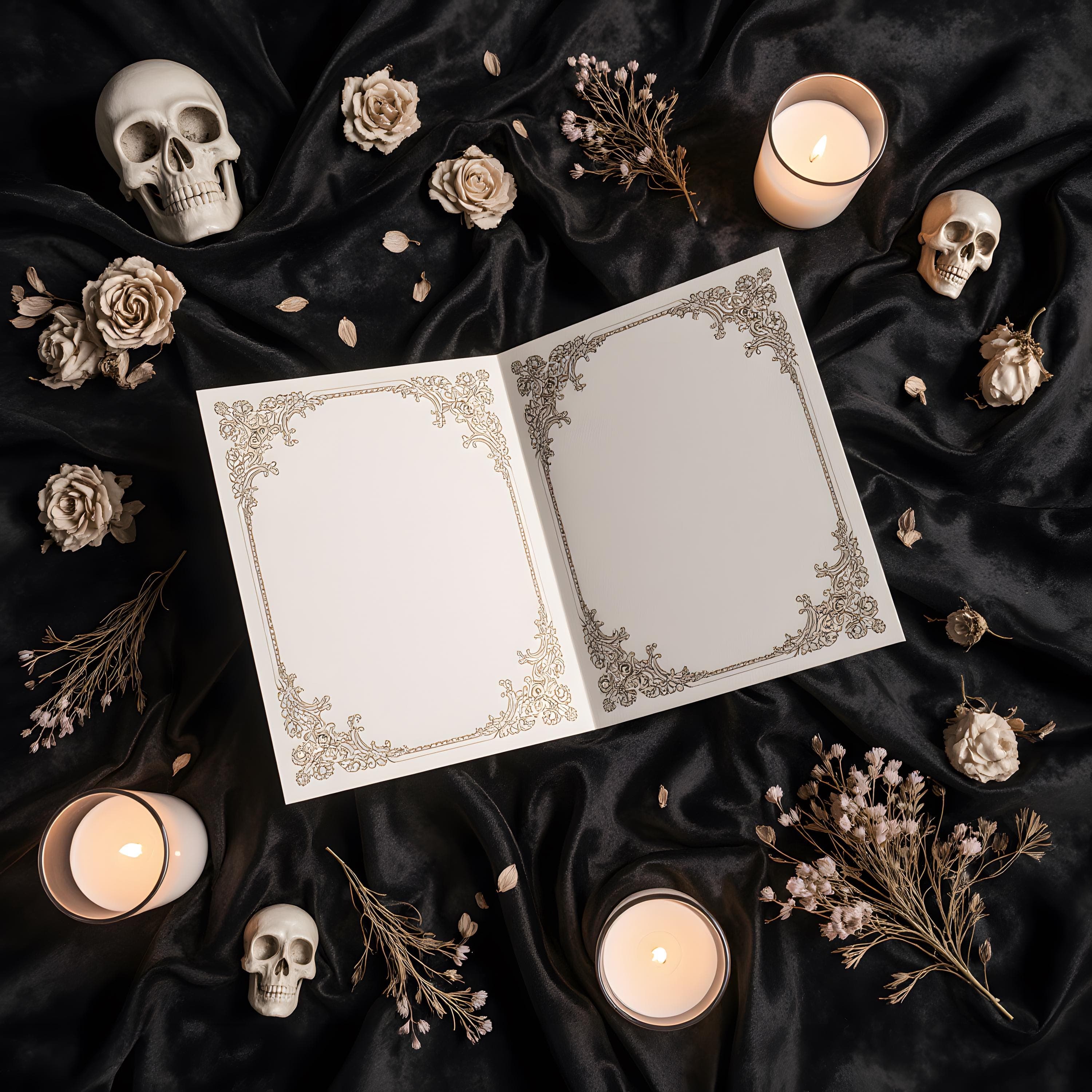 Gothic Wedding Invitation Card Mockup | Dark Romantic Card Mockups | Black Baroque Wedding Card Mockup | Canva Editable Invitation Card |