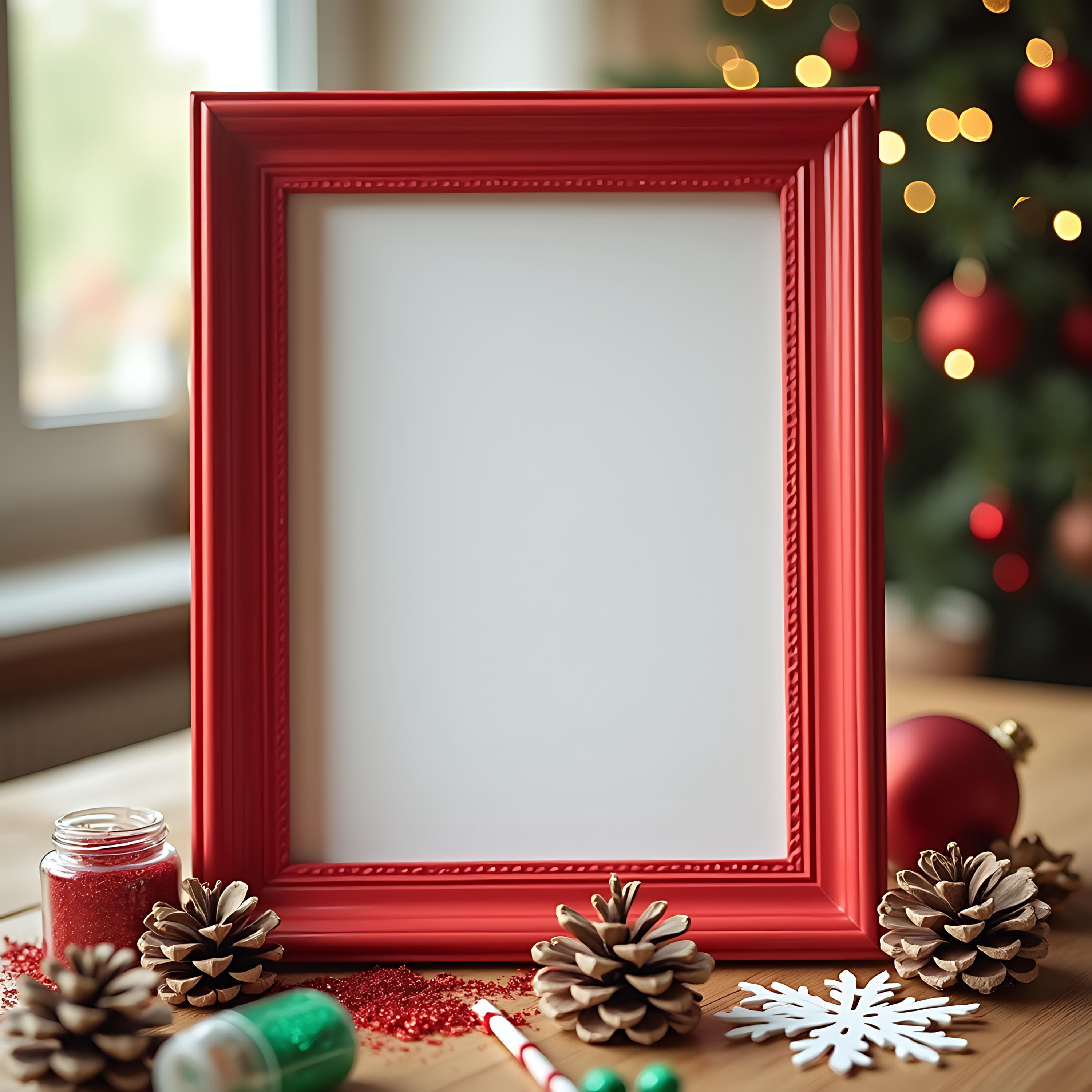 Festive and Playful Red Christmas Frame Mockup | PSD Frame Mockup | Fancy Frame Mockup | Holiday Frame Mockup | Xmas Frame Mockup | Mockups