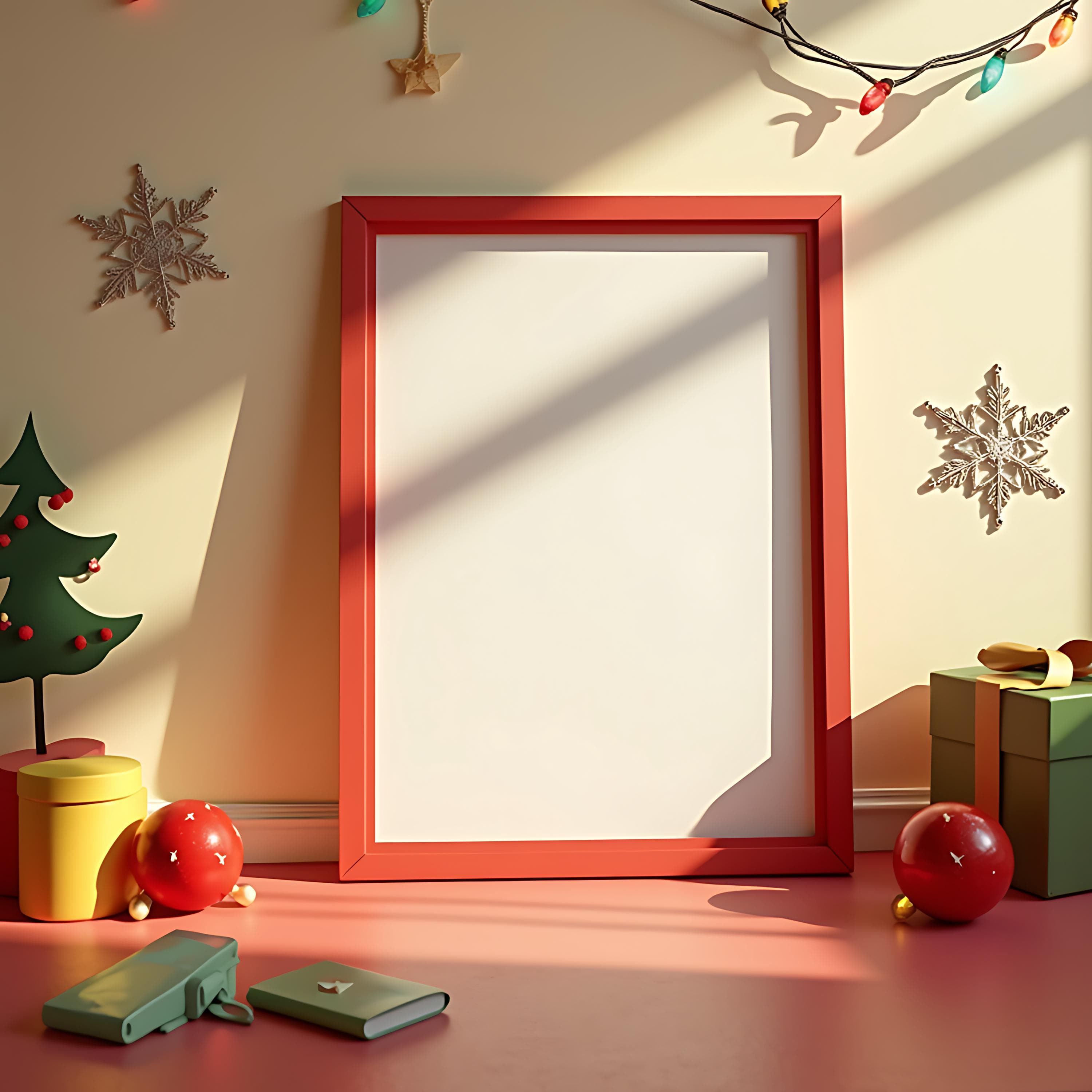 Playful Christmas Poster Frame Mockup | Modern Frame Mockup | Print Poster Mockup | Festive Mockup | Christmas Mockup | Digital Frame Mockup