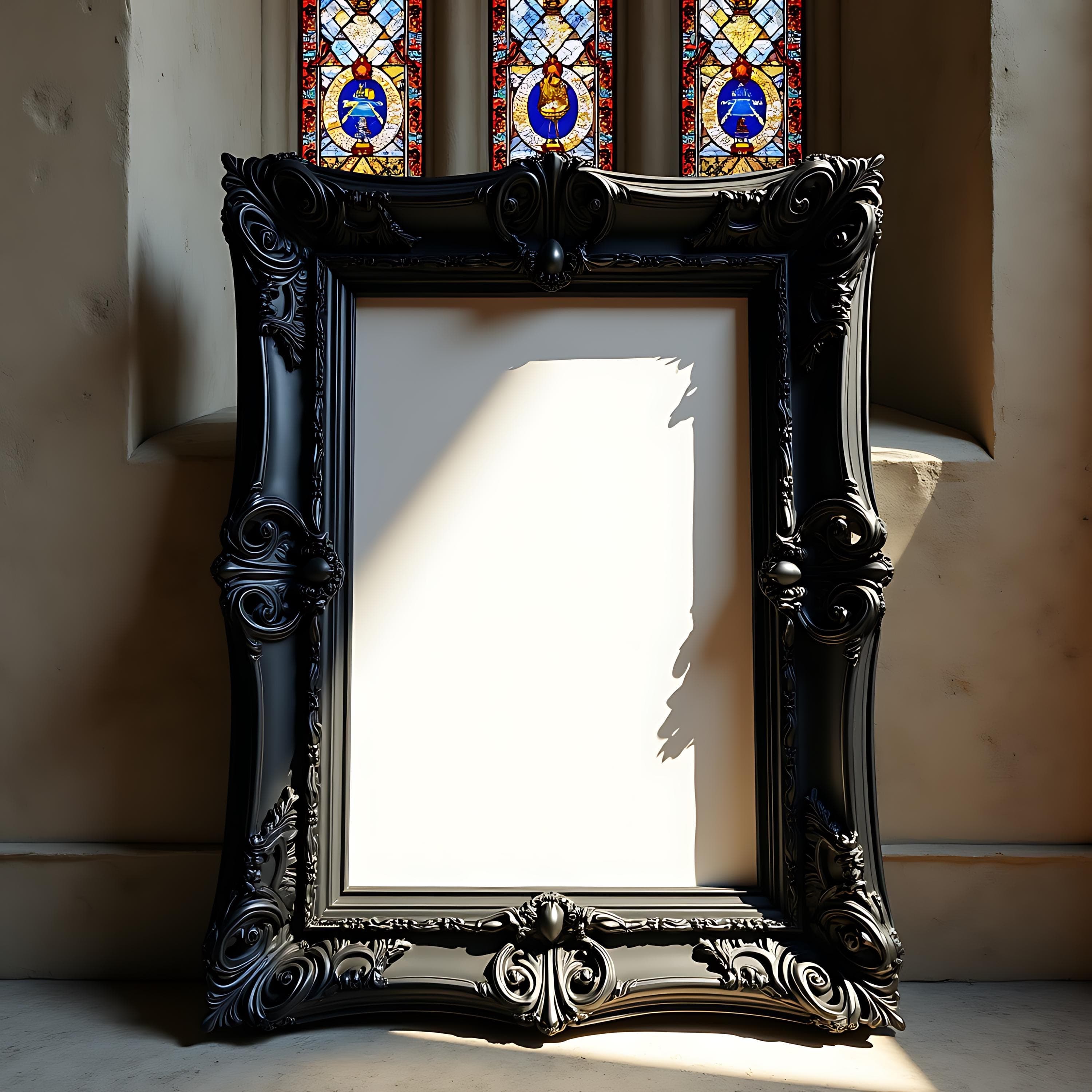 Black Gothic Frame with Ornate Victorian edges | Black Picture Frame | Frame Mockup | Victorian Wall Art | Gothic Frame Mockup | PSD Frame