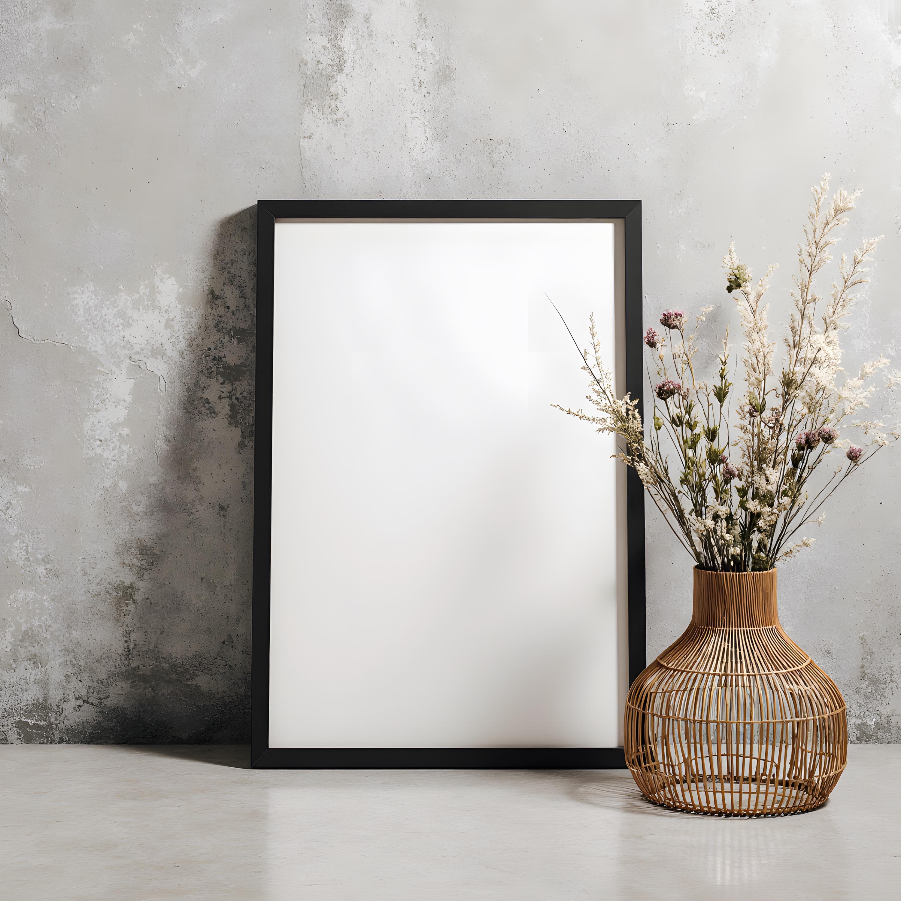 Black Picture Frame Mockup | Minimal Frame PSD | Vertical Wall Art Mockup | Printable Digital Frame | Poster Frame Display | Frame Mockup |