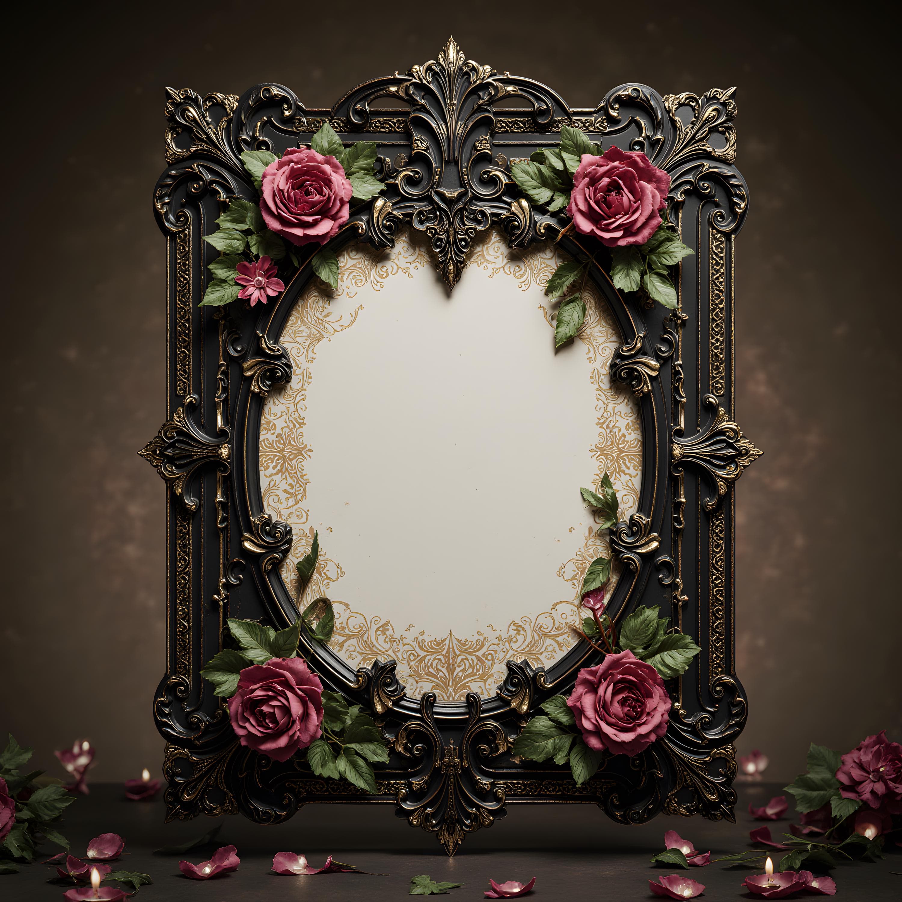 Black Victorian Gothic Wedding Card Mockup | Wedding Card Mockup | Dark Romantic Invitation Mockup | Elegant Wedding Stationery Mockup |