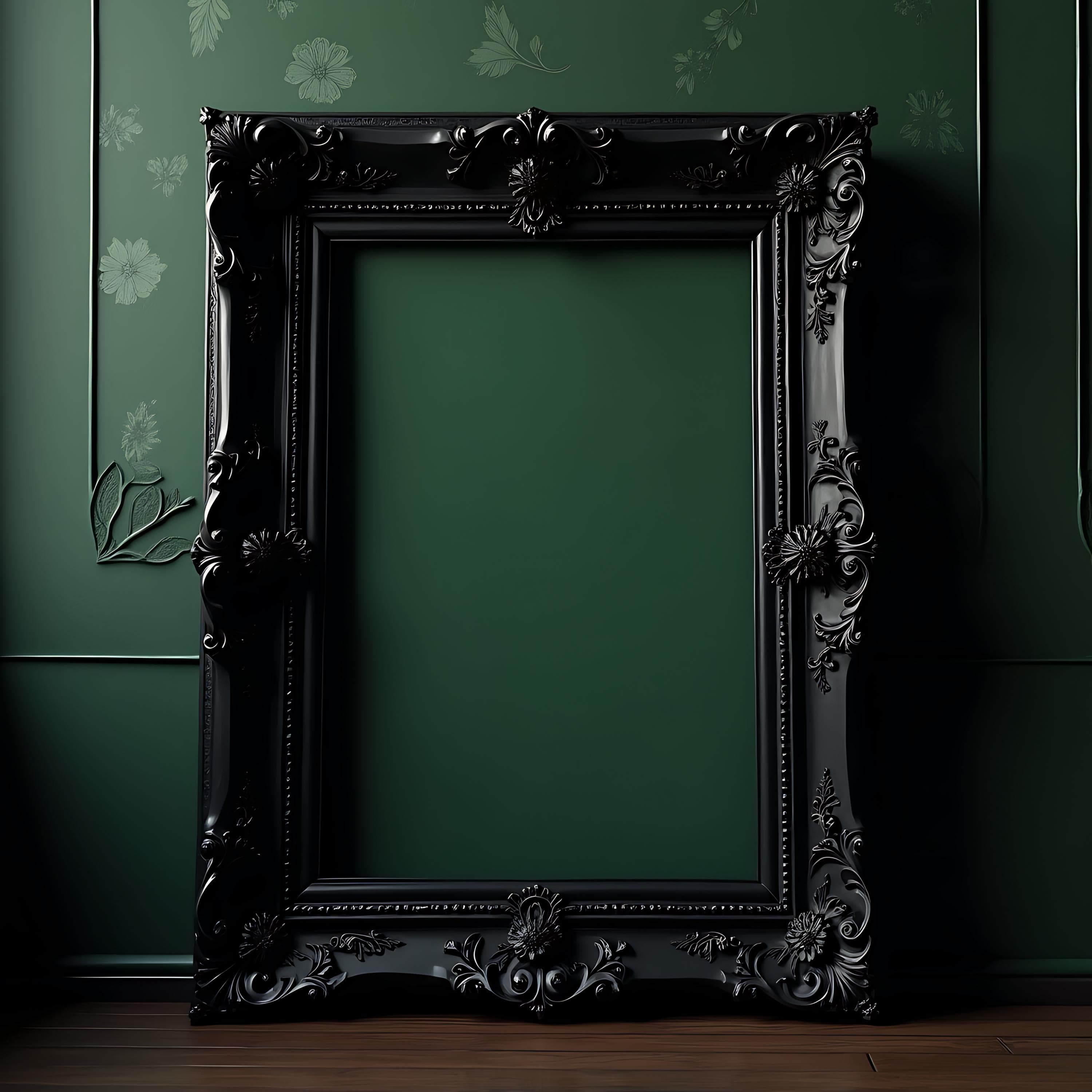 Black Ornate Gothic Frame Mockup | Dark Poster Frame PSD | Gothic Picture Frame | Ornate Black Frame Template