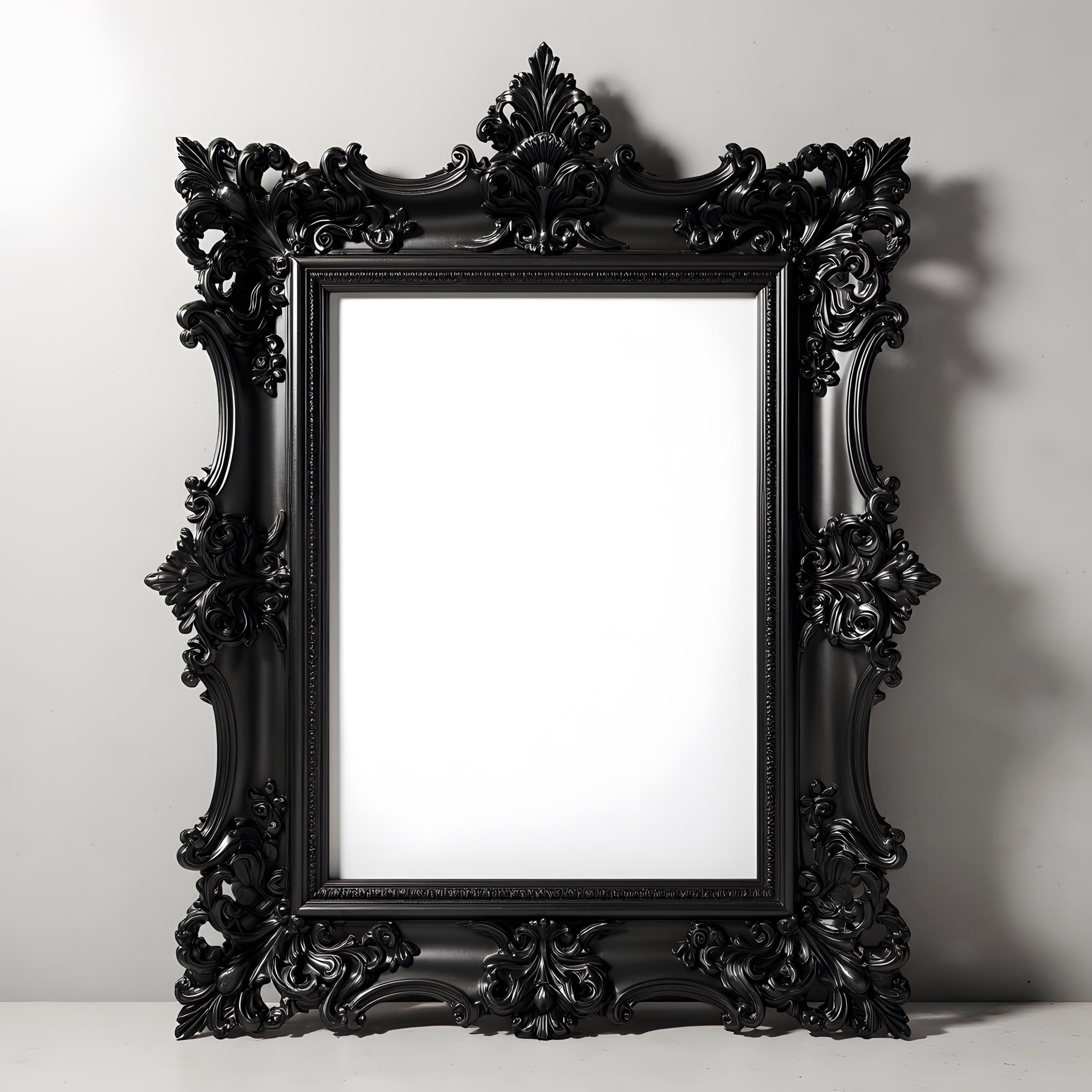 Elegant Black Frame Mockup | Minimalist Wall Art Display | Modern Poster Leaning PSD | High-Res Digital Frame Mockup Minimalist Black Frame