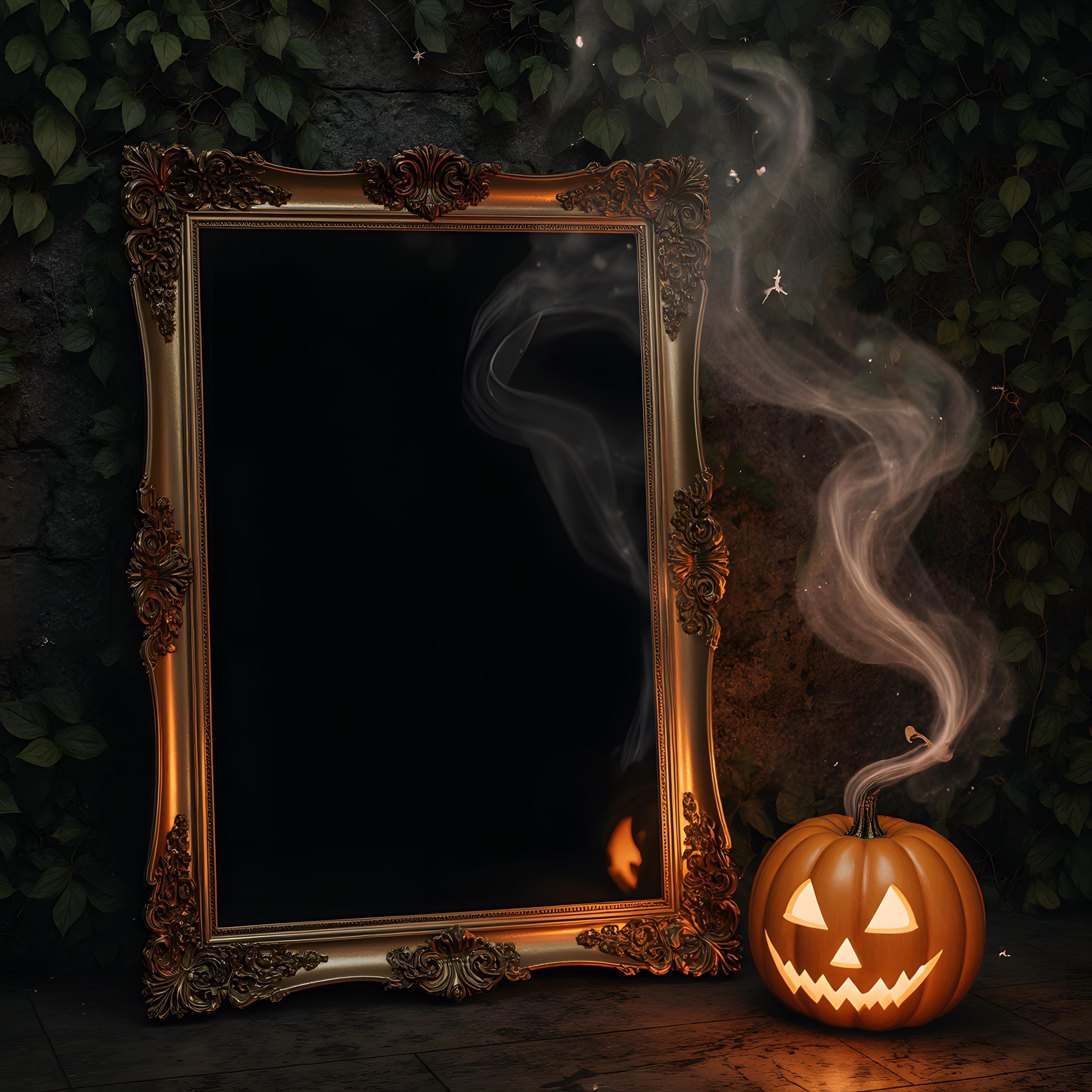 Elegant Halloween Frame Mockup | Gothic Halloween Frame Mockup | Spooky Wall Art Frame Mockup | Halloween Poster Mockup  Dark Frame Template