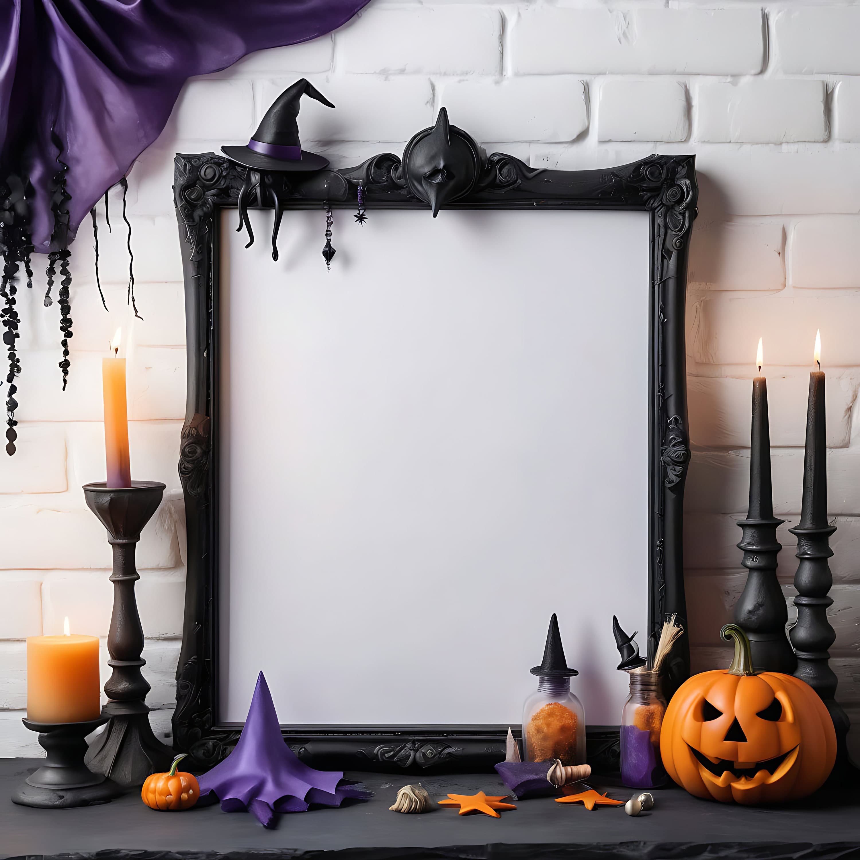 Halloween Wall Art Mockup | Halloween  Frame Mock | Empty Mockup Frame | Halloween Printables | Wall Art Mockup | Frame Mockup Bundle | Art