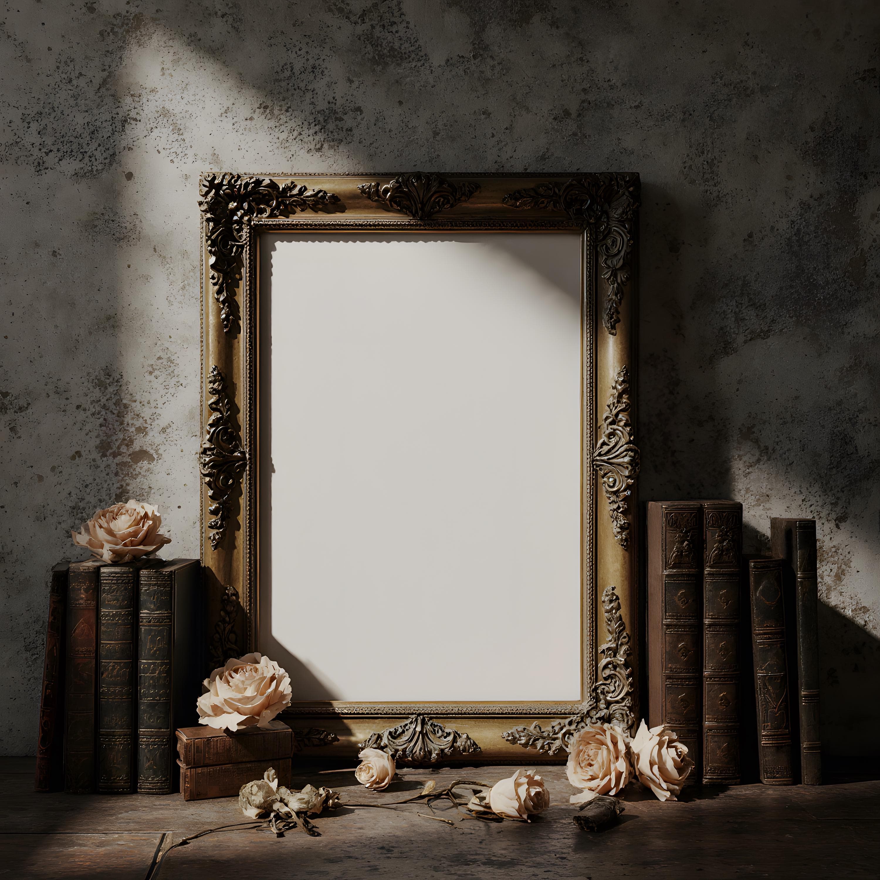 Dark Frame Mockup | Black Gothic Frame PSD | Poster Wall Art Mockup | Digital Frame Display | Photoshop Frame Template