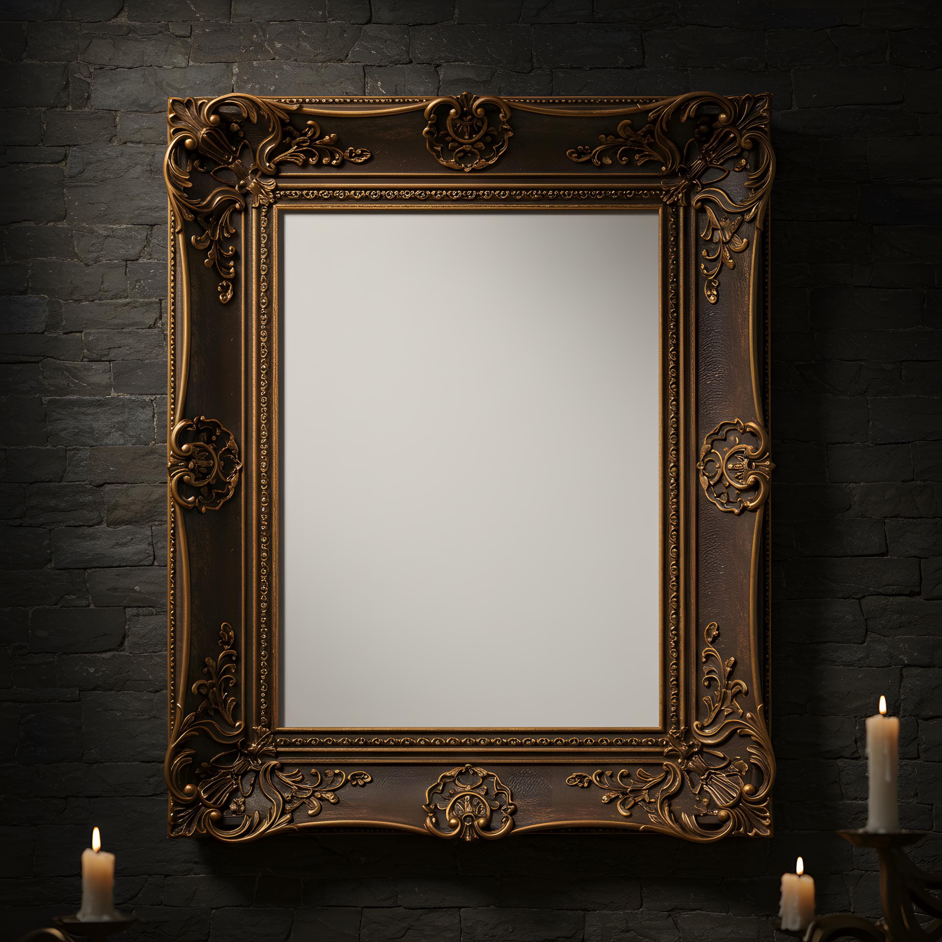 Luxurious Ornate Gothic Picture Frame Mockup | Baroque Vintage Wall Art Mockup | Elegant Antique Frame Mockup | Antique Picture Frame Mockup