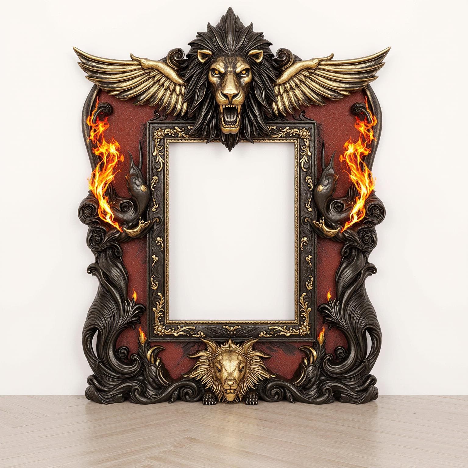 Rectangular Mythic Wall Art Frame Mockup | PSD Frame Mockup | Celestial Gold Fantasy Wall Art Frame Mockup | Digital Wall Art Frame Mockup |