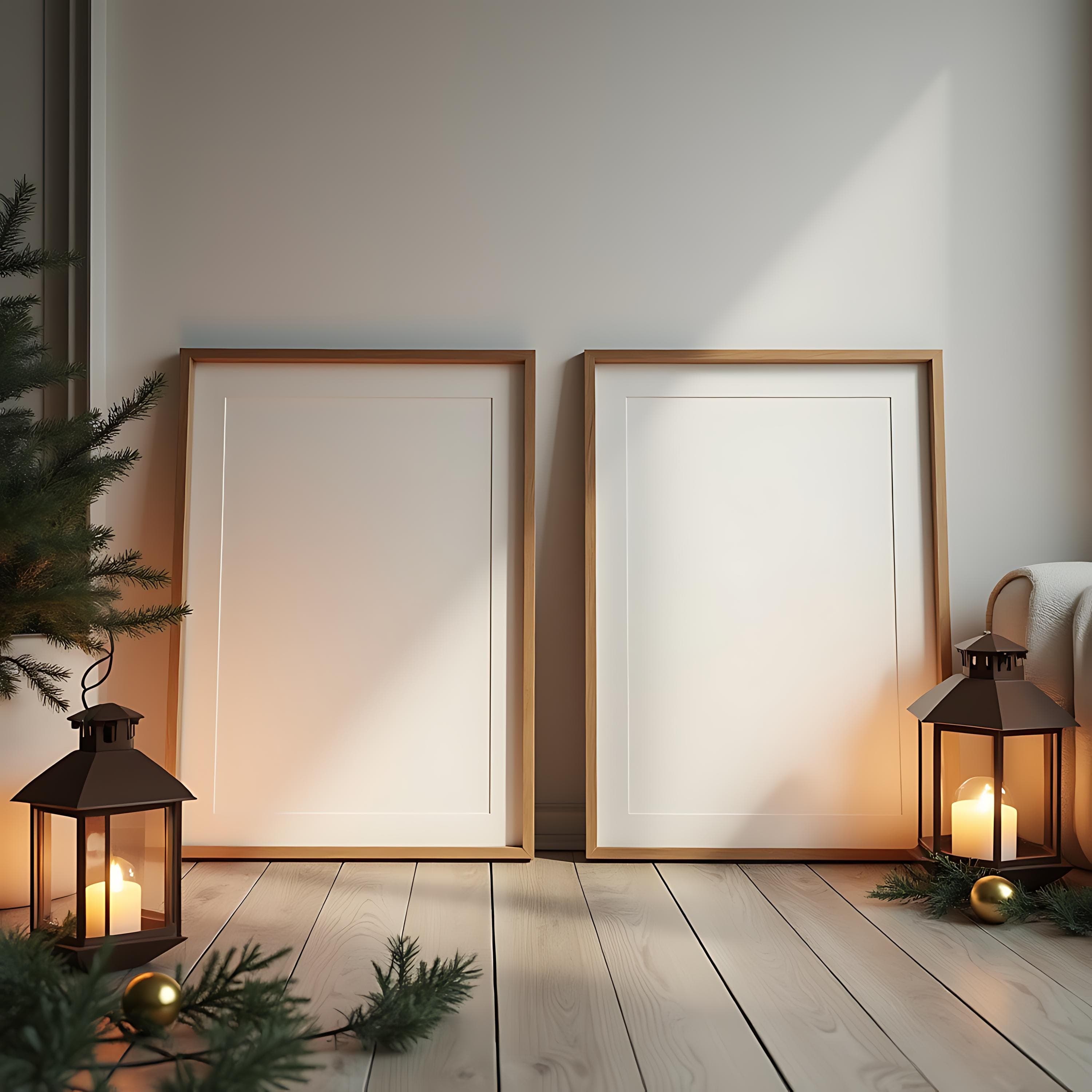 Modern Living Room Mockup Two DIN A Sized | Two Frames Mockup | Poster Mockup PSD | PSD Frame Mockup | Vertical Frame Mockup | Art Mockup |