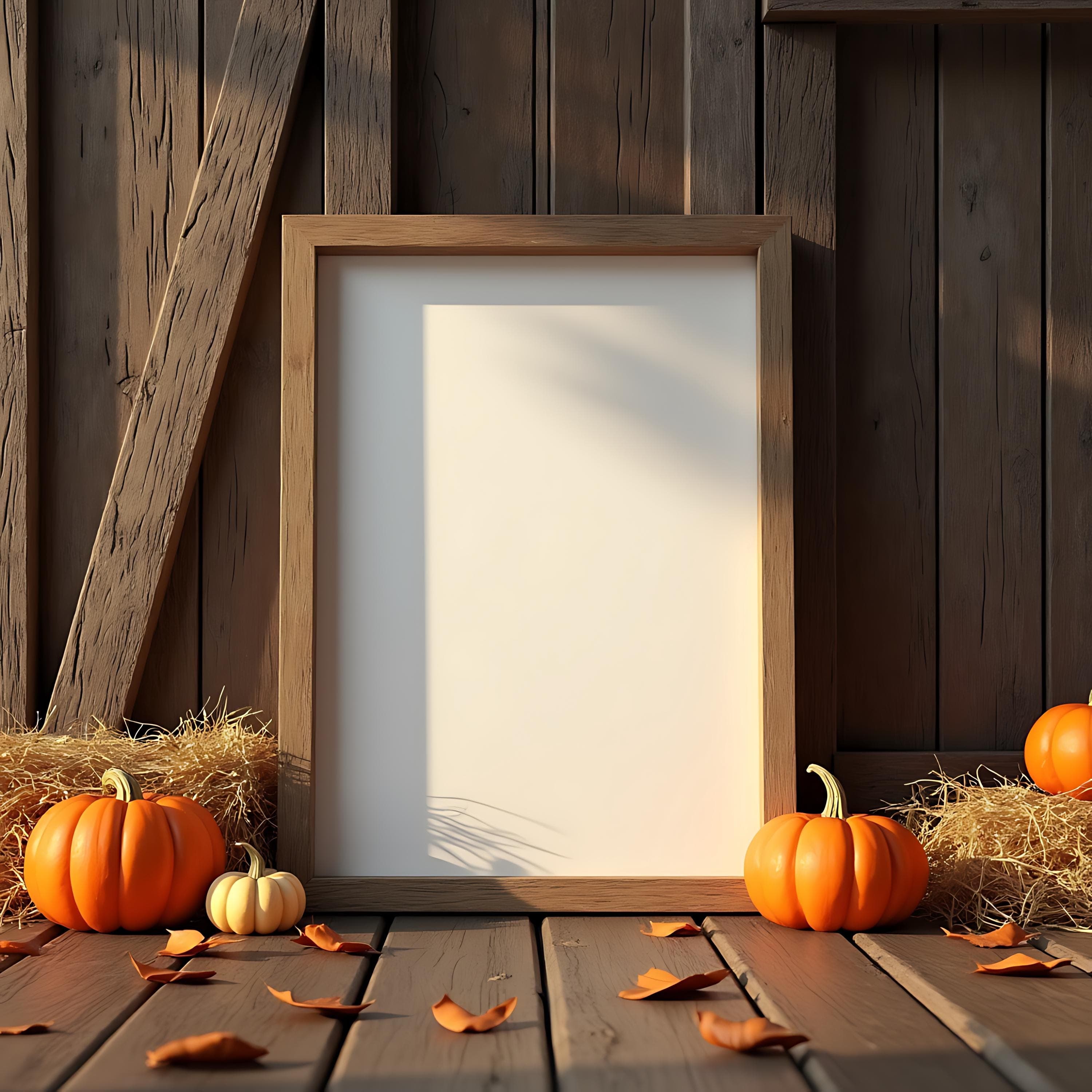 Halloween Frame Mockup | Wall Frame Mockup | PSD Template | Art Print Mockup | Halloween Sign Frame | Trendy Frame Mockup | Pumpkin Frame |