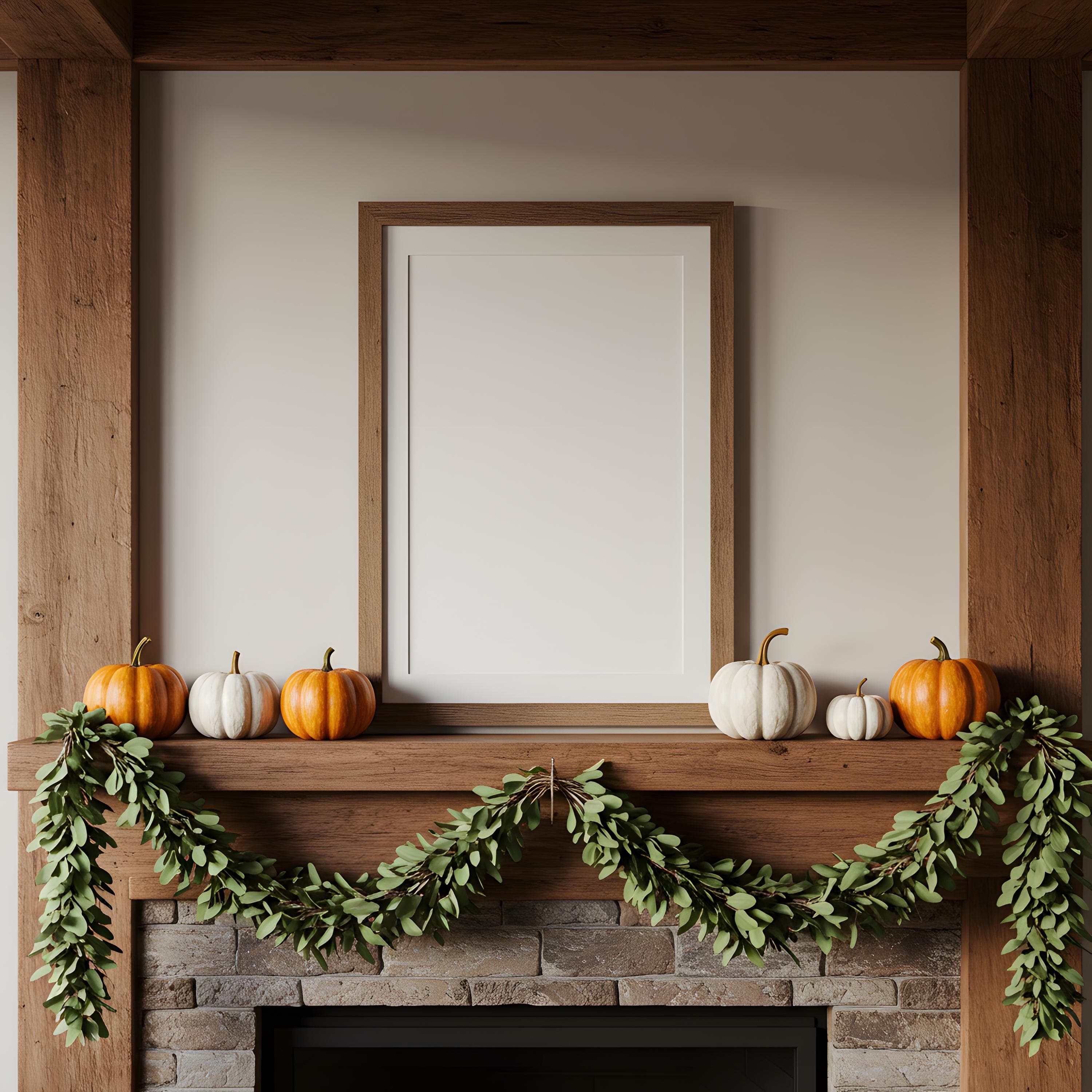 Rustic Farmhouse Frame Mockup | Country Wall Art Mockup | Wooden Poster Mockup PSD | Farmhouse Style Photo Display | Rustic Frame Mockup |