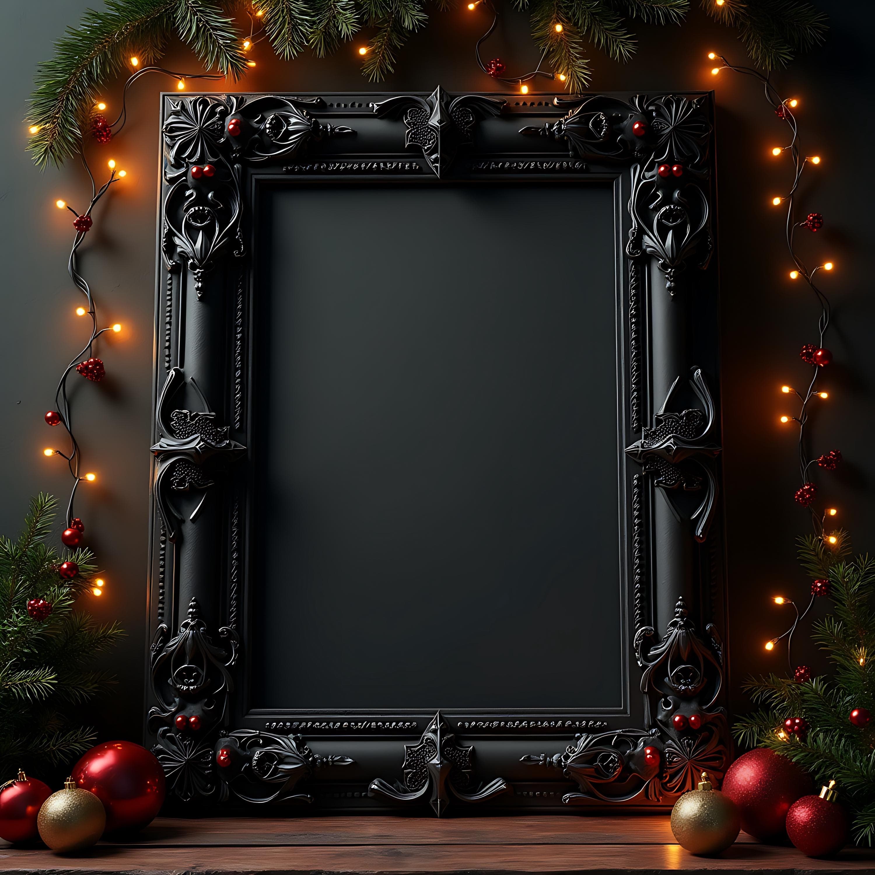 Dark Gothic Christmas-themed Poster Mockup | Poster Frame | Festive Frame Mockup | Frame Gallery Mockup | Poster Shop Mockup | Poster Mockup