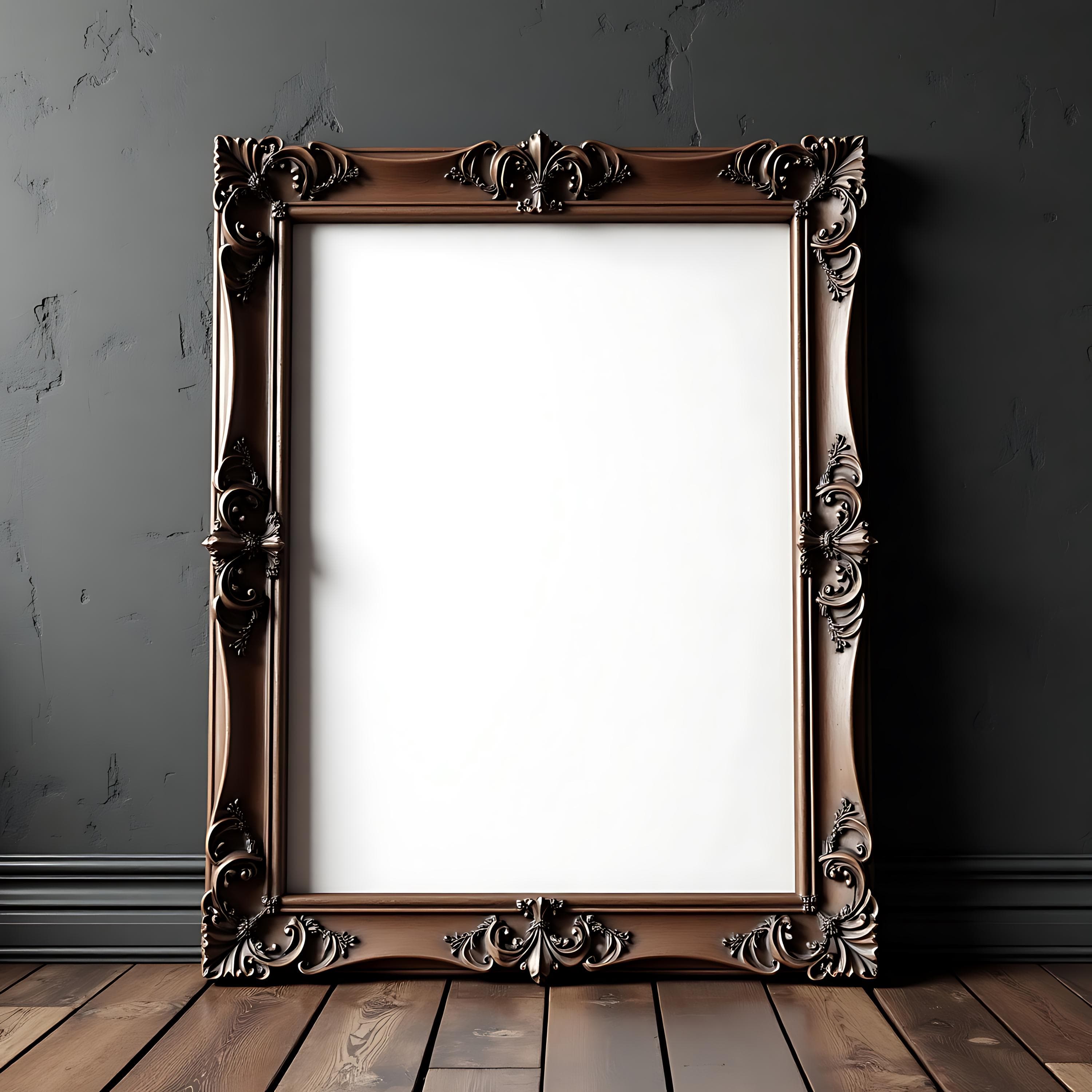 Gothic Picture Frame Mockup 11x14 | Black Baroque Frame PSD | Victorian Art Display | Dark Wall Art Mockup | Printable Gothic Frame | Mockup