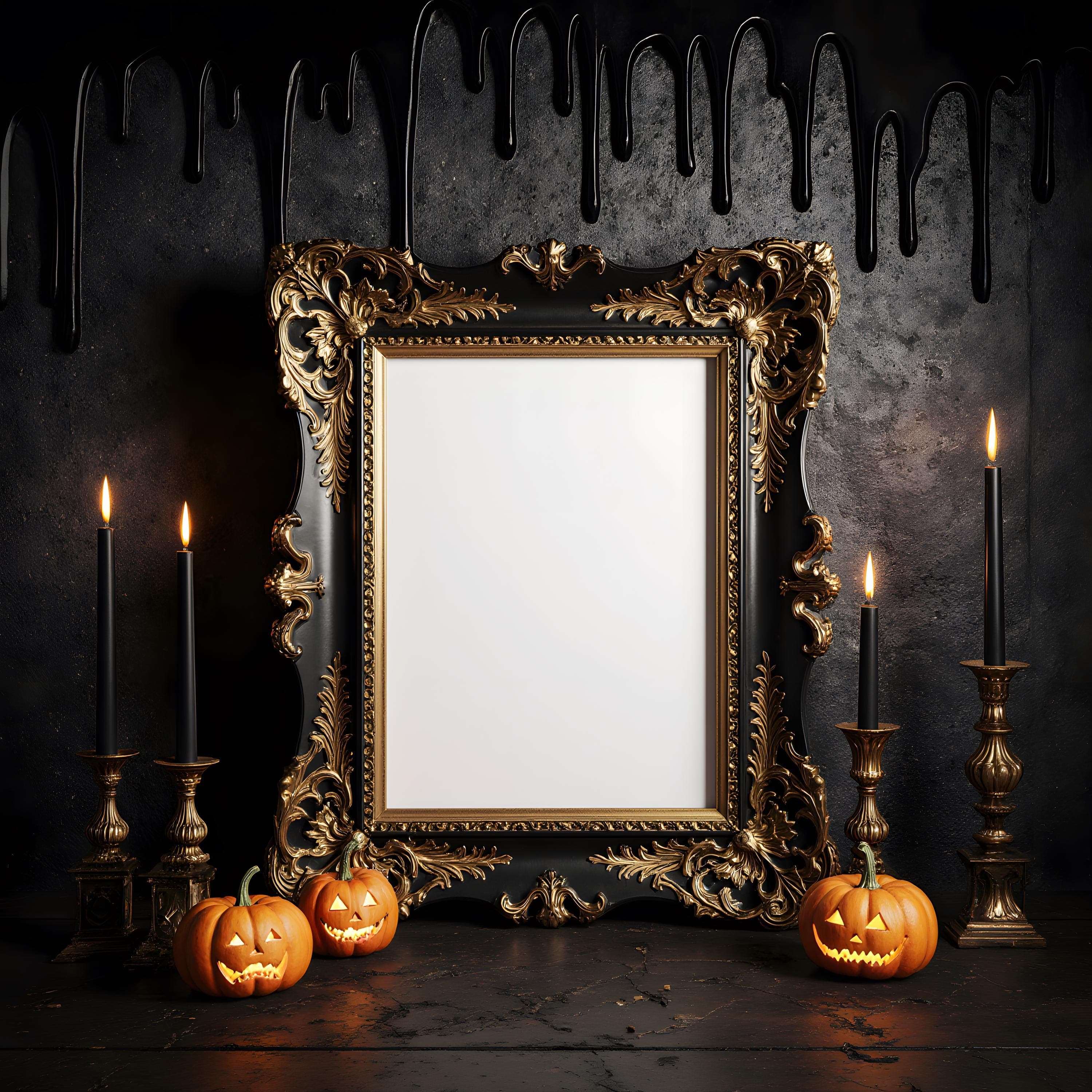 Halloween Gothic Frame Mockups | Dark Ornate Wall Art Mockup | Spooky Haunted Decor Digital Frames | Gothic Wall Art Mockup | Frame Mockup