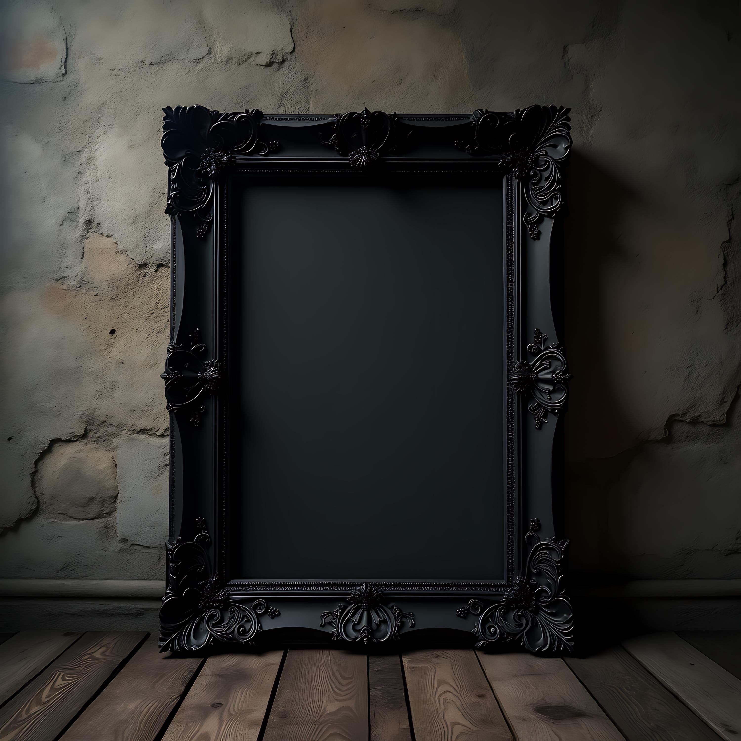 Black Victorian Gothic Frame Mockup | Dark Frame Mockup | Wall Art Frame Mockup | Frame Mockup Bundle | Picture Frame Mockup | PSD Mockup |