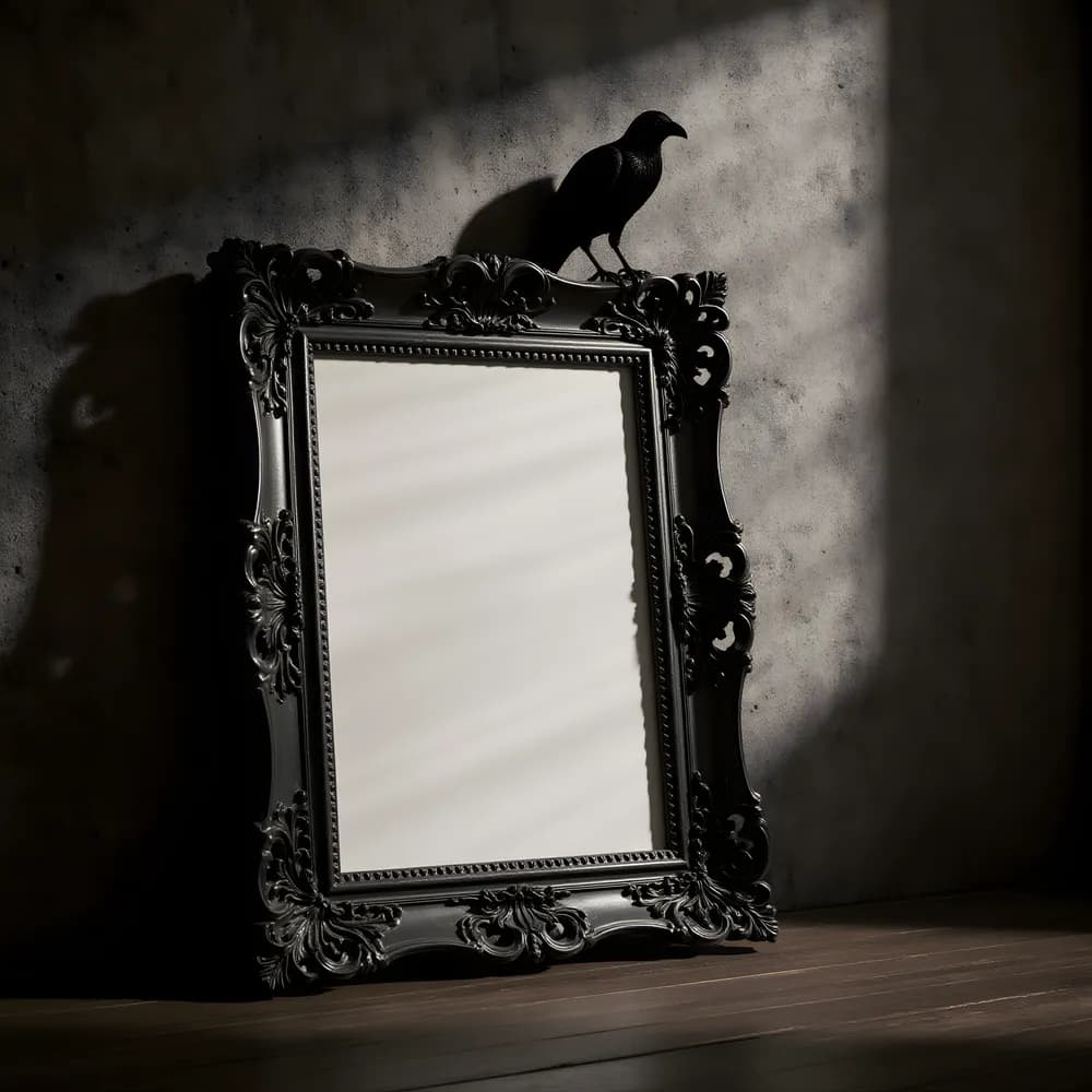 8x10 Vertical Black Baroque Frame Mockup | Picture Frame Mockup | Photo Frame Mockup | Frame Mockup | Dark Academia Frame Mockup 8x10 Mockup