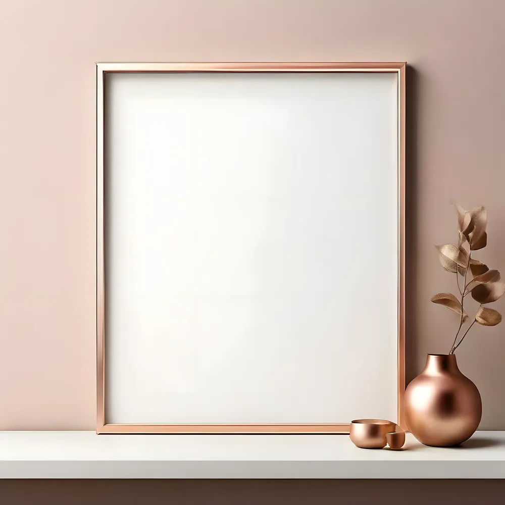 Photorealistic Minimalist Frame with a Thin, Light Wood | Wood Frame | Minimalist Frame Mockup | Thin Frame Mockup | Interior Frame Mockup