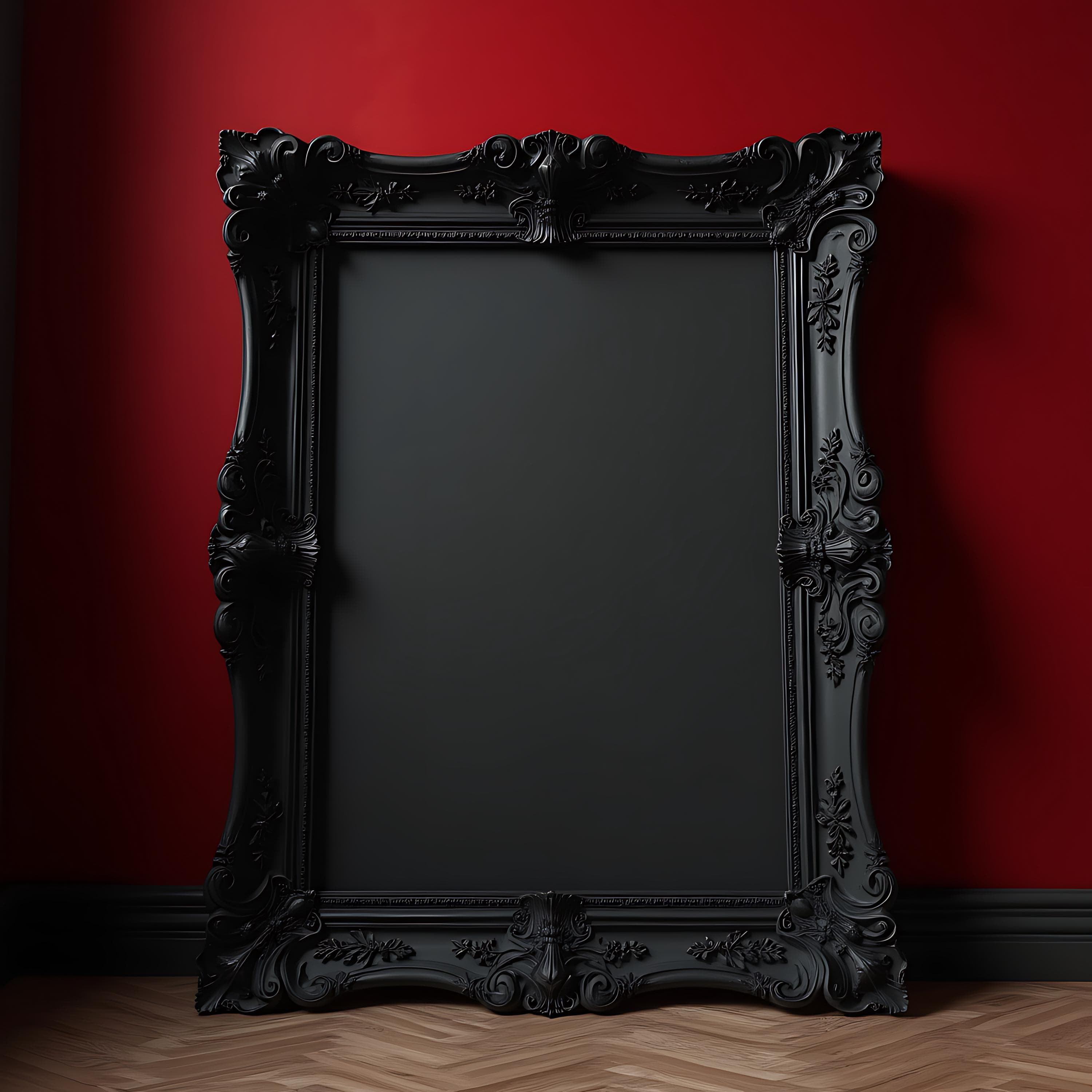 Elegant Black Gothic Frame Mockup | Antique Gold Frame | Blank Poster Mockup | Vintage Frame Mockup | PSD Mockup | Black Frame Mockup PSD