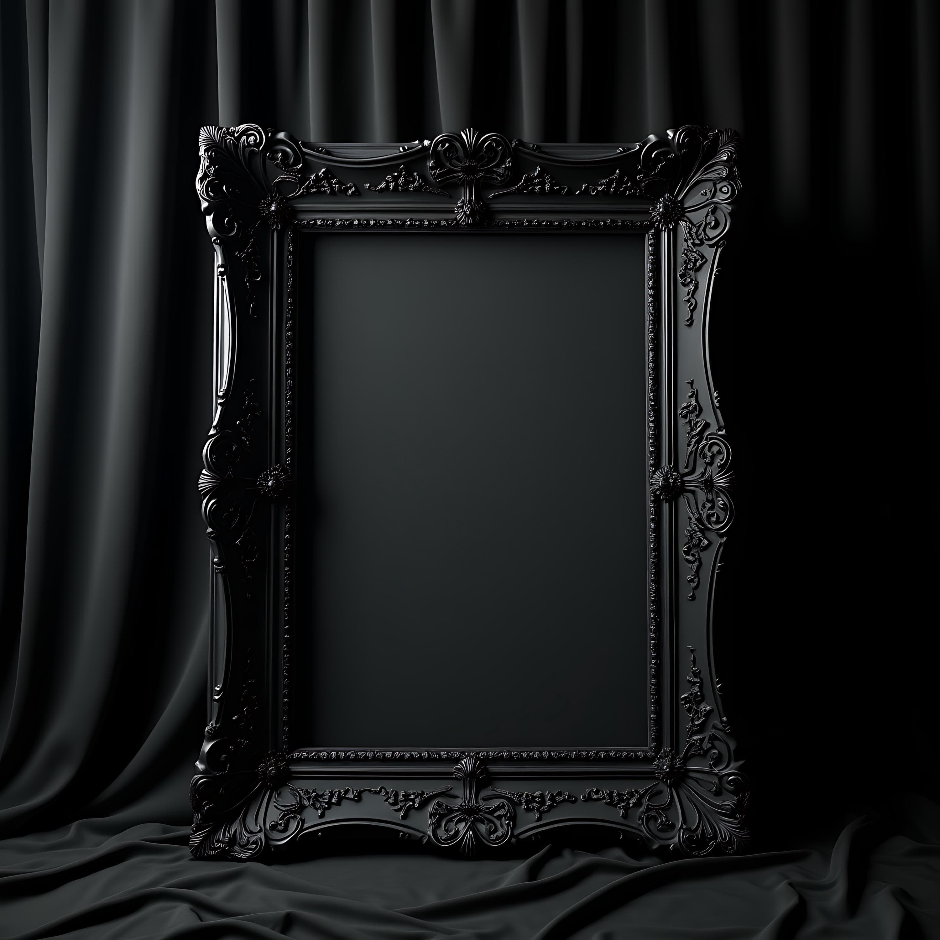 Antique Black Gothic Frame Mockup | Vertical Black Frame PSD | Gothic Wall Art Mockup | Picture Frame Mockup | Dark Frame Display - view 2