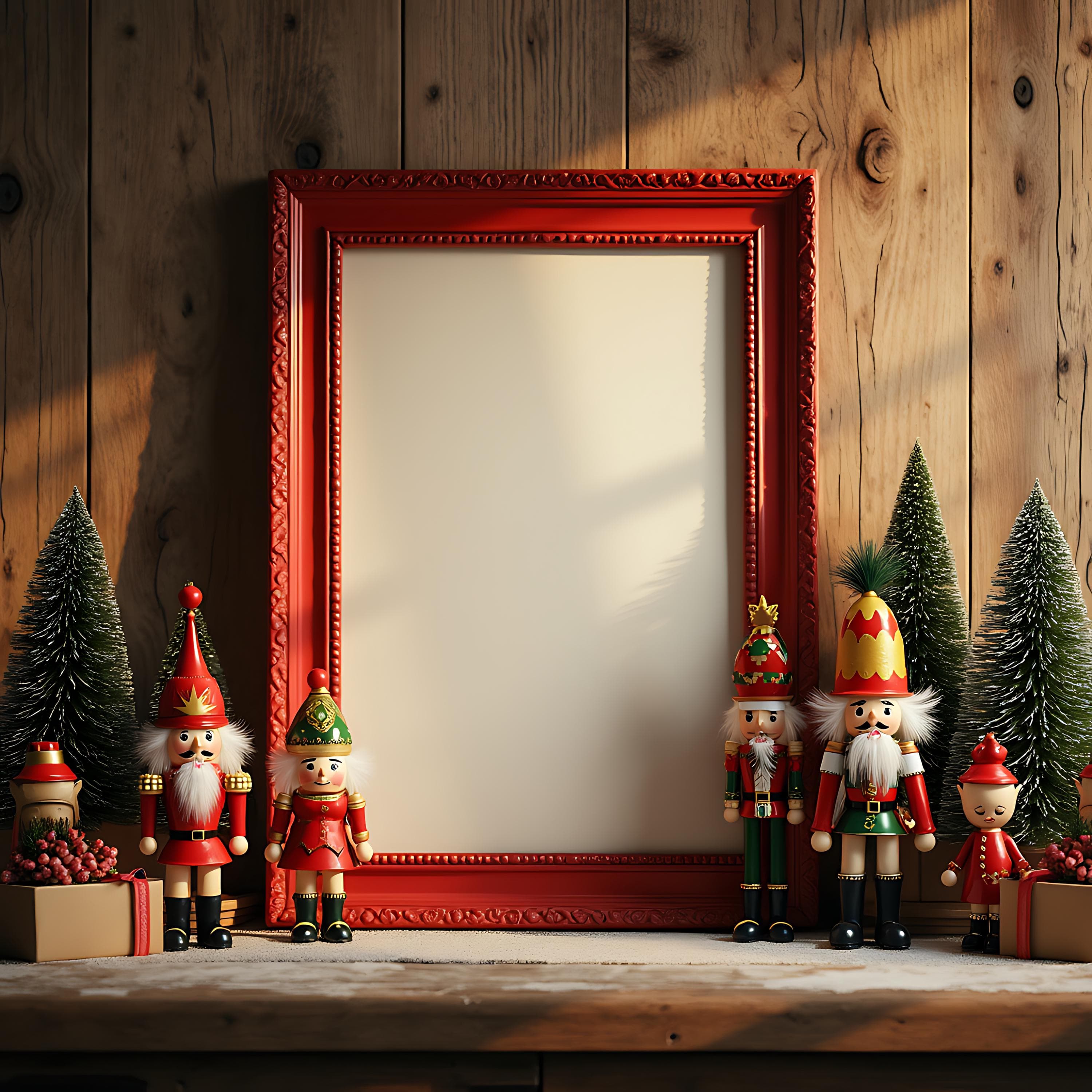 Whimsical Holiday Poster Frame Mockup | Frame Mockup | Minimalist Frame | Vertical Frame PSD | Christmas Wall Art | Mockup for Christmas | - view 2